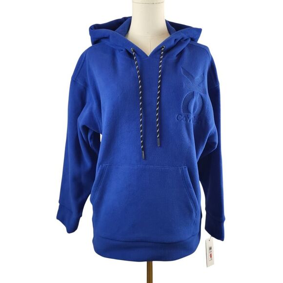 NEW Calvin Klein X-Small Performance Fleece Blue Hoodie Sweatshirt Logo Pouch - Picture 5 of 16